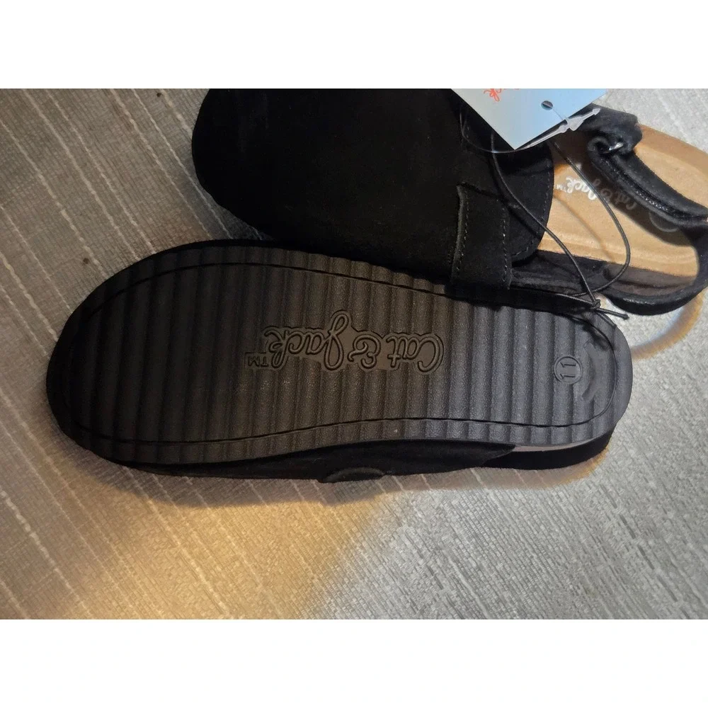 Cat & Jack Kids Berlin Clogs Black Faux Suede Slingback Sandals Size 11 NWT